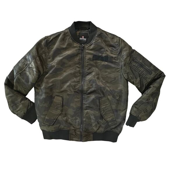 Southpole VINTAGE Y2K Camo Army Zip Up Bomber Puffer Jacket Men’s Size Medium - Picture 1 of 13